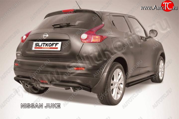 8 299 р. Защита заднего бампера из труб d57 Slitkoff (уголки, 57, 2WD) Nissan Juke 1 YF15 дорестайлинг (2010-2014) (Цвет: серебристый)  с доставкой в г. Таганрог