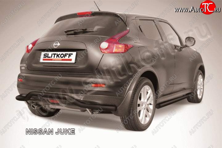 8 949 р. Защита заднего бампера из трубы d57 Slitkoff (волна) Nissan Juke 1 YF15 дорестайлинг (2010-2014) (Цвет: серебристый)  с доставкой в г. Таганрог