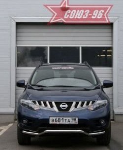 14 354 р. Защита переднего бампера одинарная Souz-96 (d42). Nissan Murano 2 Z51 дорестайлинг (2008-2011)  с доставкой в г. Таганрог. Увеличить фотографию 2