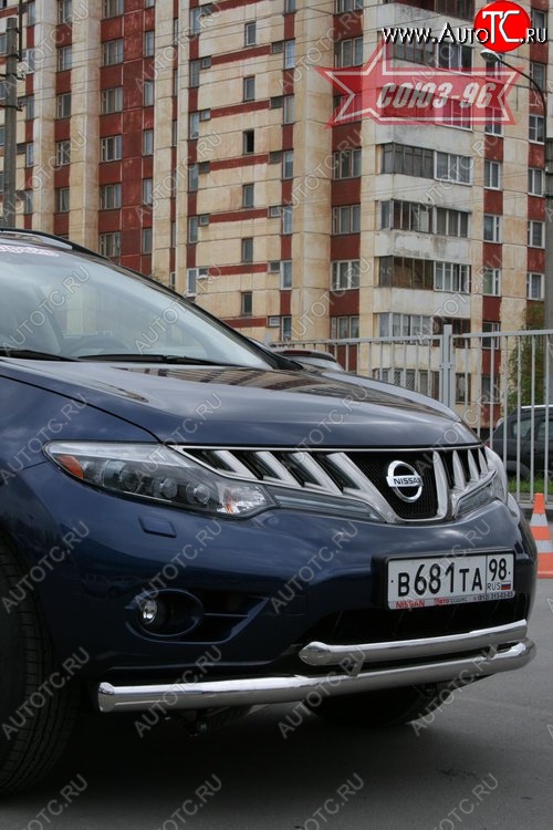 18 629 р. Защита переднего бампера двойная Souz-96 (d76/60) Nissan Murano 2 Z51 дорестайлинг (2008-2011)  с доставкой в г. Таганрог