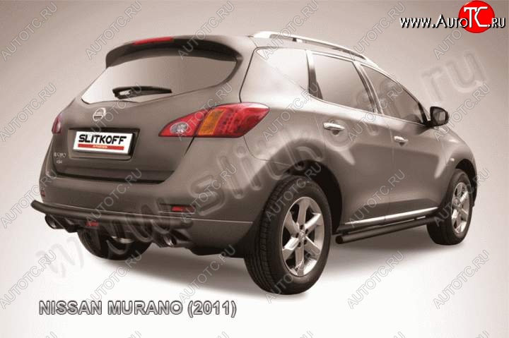 8 649 р. Защита задняя Slitkoff  Nissan Murano  2 Z51 (2010-2016) рестайлинг (Цвет: серебристый)  с доставкой в г. Таганрог