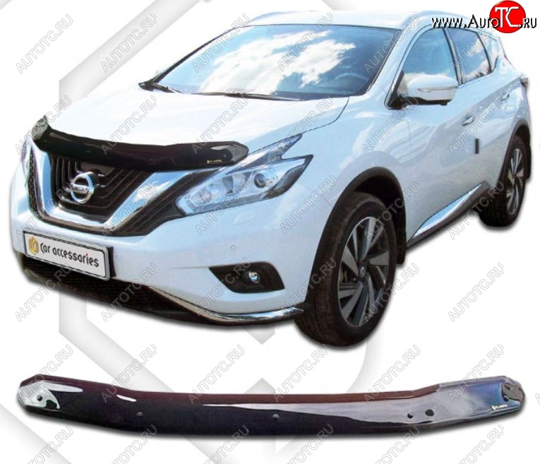 1 999 р. Дефлектор капота CA-Plastiс  Nissan Murano  3 Z52 (2015-2024) дорестайлинг, рестайлинг (Classic черный, Без надписи)  с доставкой в г. Таганрог