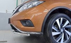 21 349 р. Защита переднего бампера (2 трубыØ42 мм, нержавейка) SLITKOFF  Nissan Murano  3 Z52 (2015-2022) дорестайлинг  с доставкой в г. Таганрог. Увеличить фотографию 3