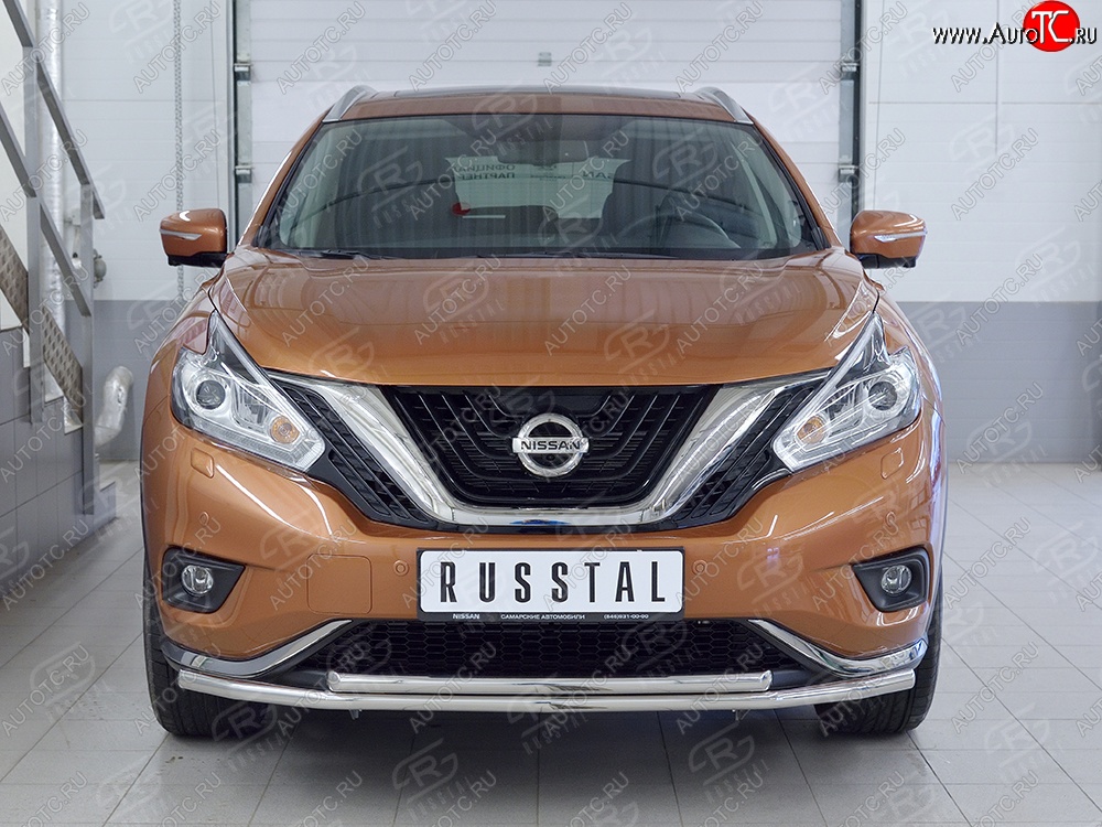 21 349 р. Защита переднего бампера (2 трубыØ42 мм, нержавейка) SLITKOFF  Nissan Murano  3 Z52 (2015-2022) дорестайлинг  с доставкой в г. Таганрог