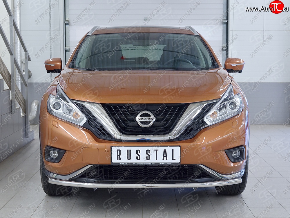 15 249 р. Защита переднего бампера (Ø42 мм, нержавейка) SLITKOFF Nissan Murano 3 Z52 дорестайлинг (2015-2022)  с доставкой в г. Таганрог