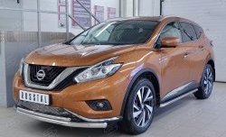 19 999 р. Защита переднего бампера (2 трубыØ63 и 42 мм, нержавейка) SLITKOFF Nissan Murano 3 Z52 дорестайлинг (2015-2022)  с доставкой в г. Таганрог. Увеличить фотографию 2