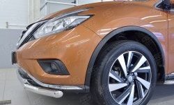 19 999 р. Защита переднего бампера (2 трубыØ63 и 42 мм, нержавейка) SLITKOFF Nissan Murano 3 Z52 дорестайлинг (2015-2022)  с доставкой в г. Таганрог. Увеличить фотографию 3