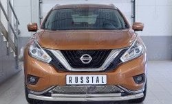 19 999 р. Защита переднего бампера (2 трубыØ63 и 42 мм, нержавейка) SLITKOFF Nissan Murano 3 Z52 дорестайлинг (2015-2022)  с доставкой в г. Таганрог. Увеличить фотографию 1