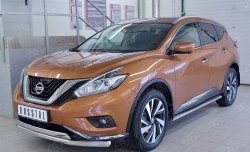 21 899 р. Защита переднего бампера (2 трубыØ63 и 75х42 мм, нержавейка) Russtal Nissan Murano 3 Z52 дорестайлинг (2015-2022)  с доставкой в г. Таганрог. Увеличить фотографию 2