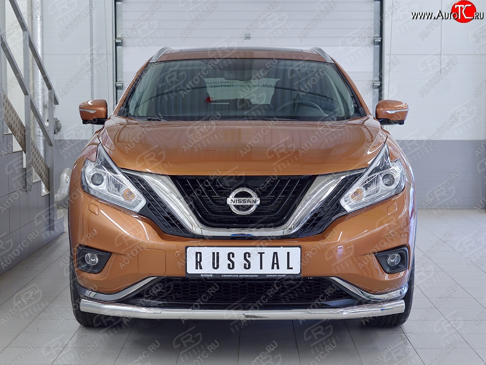 18 699 р. Защита переднего бампера (Ø63 мм, нержавейка) SLITKOFF Nissan Murano 3 Z52 дорестайлинг (2015-2022)  с доставкой в г. Таганрог