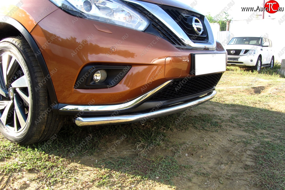 15 999 р. Одинарная защита переднего бампера диаметром 57 мм Slitkoff Nissan Murano 3 Z52 дорестайлинг (2015-2022) (Нержавейка, Полированная)  с доставкой в г. Таганрог