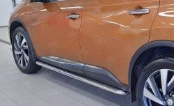 26 999 р. Порожки для ног (Ø42) SLITKOFF  Nissan Murano  3 Z52 (2015-2024) дорестайлинг, рестайлинг (лист - алюминий, профиль - нержавейка)  с доставкой в г. Таганрог. Увеличить фотографию 4