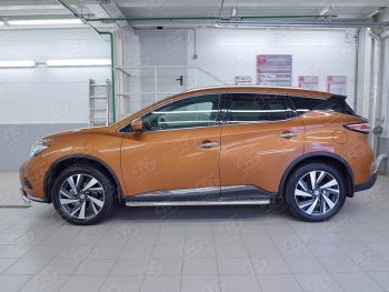 25 849 р. Широкая защита порогов с трубой диаметром 42 мм SLITKOFF v2 Nissan Murano 3 Z52 дорестайлинг (2015-2022)  с доставкой в г. Таганрог. Увеличить фотографию 3