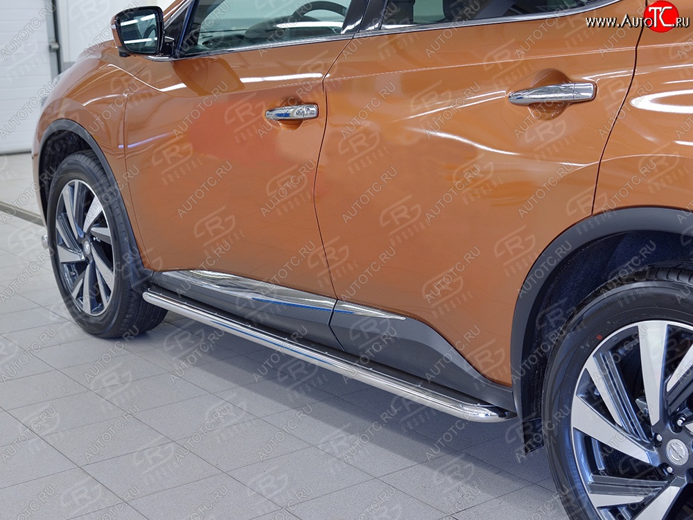 38 999 р. Широкая защита порогов с трубой диаметром 42 мм SLITKOFF v3 Nissan Murano 3 Z52 дорестайлинг (2015-2022)  с доставкой в г. Таганрог