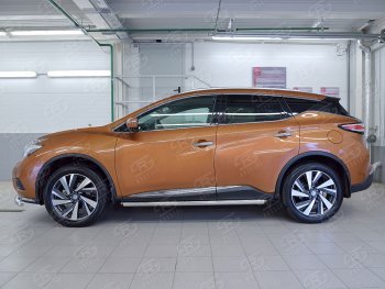 20 849 р. Защита порогов из круглой трубы диаметром 63 мм SLITKOFF v2  Nissan Murano  3 Z52 (2015-2024) дорестайлинг, рестайлинг  с доставкой в г. Таганрог. Увеличить фотографию 2