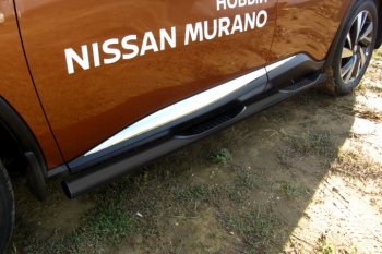 14 749 р. Защита порогов Slitkoff  Nissan Murano  3 Z52 (2015-2025) дорестайлинг, рестайлинг (Цвет: серебристый)  с доставкой в г. Таганрог. Увеличить фотографию 1