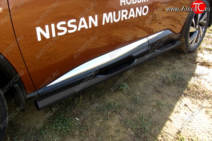 16 349 р. Защита порогов Slitkoff Nissan Murano 3 Z52 дорестайлинг (2015-2022) (Цвет: серебристый)  с доставкой в г. Таганрог