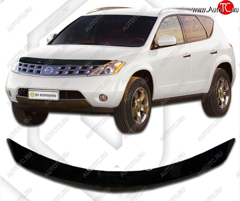 1 899 р. Дефлектор капота CA-Plastic  Nissan Murano  1 Z50 (2002-2009) (Classic черный, Без надписи)  с доставкой в г. Таганрог