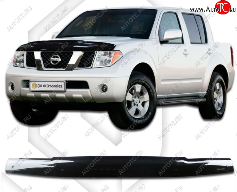 1 999 р. Дефлектор капота CA-Plastiс  Nissan Navara  2 D40 (2010-2016) рестайлинг (Classic черный, Без надписи)  с доставкой в г. Таганрог