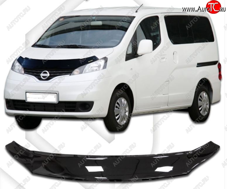 1 979 р. Дефлектор капота CA-Plastiс  Nissan NV200  Euro (2009-2025) (Classic черный, Без надписи)  с доставкой в г. Таганрог