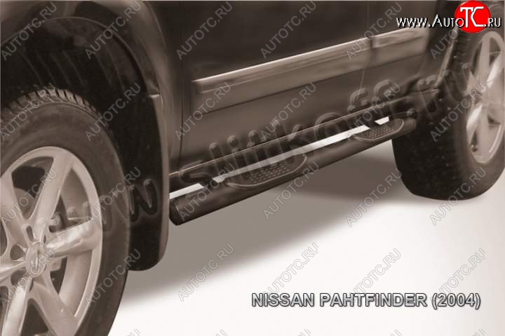 13 749 р. Защита порогов Slitkoff  Nissan Pathfinder  R51 (2004-2007) дорестайлинг (Цвет: серебристый)  с доставкой в г. Таганрог