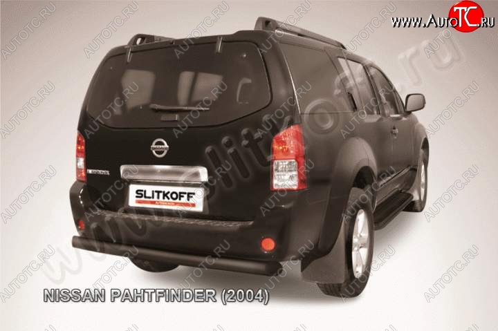 9 449 р. Защита задняя Slitkoff  Nissan Pathfinder  R51 (2004-2007) дорестайлинг (Цвет: серебристый)  с доставкой в г. Таганрог