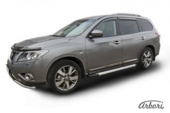 Порожки для ног Arbori Optima Silver Nissan Pathfinder R52 дорестайлинг (2012-2017)