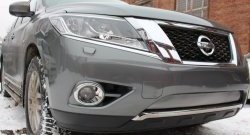 1 539 р. Нижняя сетка на бампер Russtal (хром)  Nissan Pathfinder  R52 (2012-2017) дорестайлинг  с доставкой в г. Таганрог. Увеличить фотографию 2