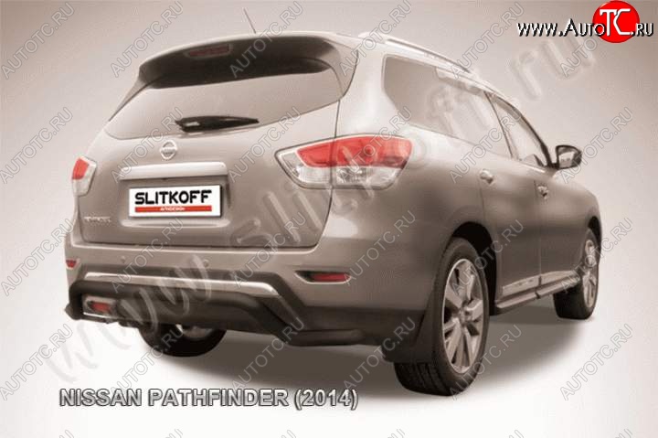 11 249 р. Защита задняя Slitkoff Nissan Pathfinder R52 дорестайлинг (2012-2017) (Цвет: серебристый)  с доставкой в г. Таганрог