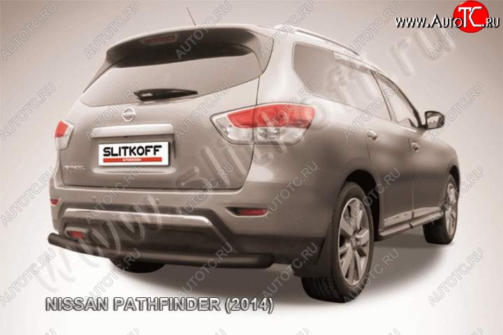 9 999 р. Защита задняя Slitkoff  Nissan Pathfinder  R52 (2012-2017) дорестайлинг (Цвет: серебристый)  с доставкой в г. Таганрог