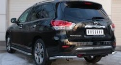 17 999 р. Защита заднего бампера (Ø63 мм уголки, нержавейка) SLITKOFF Nissan Pathfinder R52 дорестайлинг (2012-2017)  с доставкой в г. Таганрог. Увеличить фотографию 4