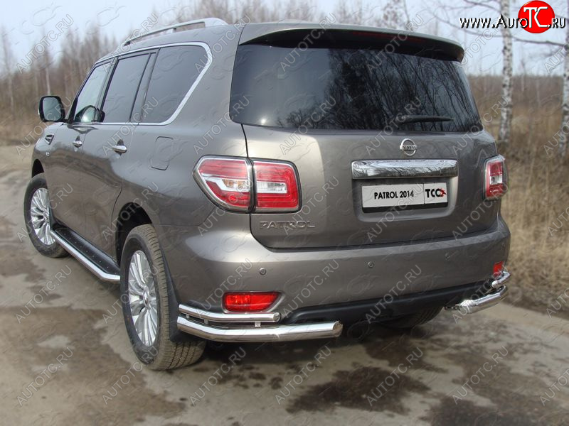 27 999 р. Защита заднего бампера (уголки двойные) ТСС 76,1/42,4 мм  Nissan Patrol  6 (2014-2017) Y62 рестайлинг  с доставкой в г. Таганрог