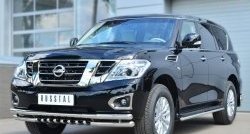 16 799 р. Защита порогов из круглой трубы диаметром 42 мм (рестайлинг) SLITKOFF Nissan Patrol 6 Y62 дорестайлинг (2010-2014)  с доставкой в г. Таганрог. Увеличить фотографию 3