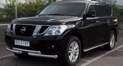 16 849 р. Защита переднего бампера (2 трубы Ø42 мм, нержавейка) SLITKOFF Nissan Patrol 6 Y62 дорестайлинг (2010-2014)  с доставкой в г. Таганрог. Увеличить фотографию 4