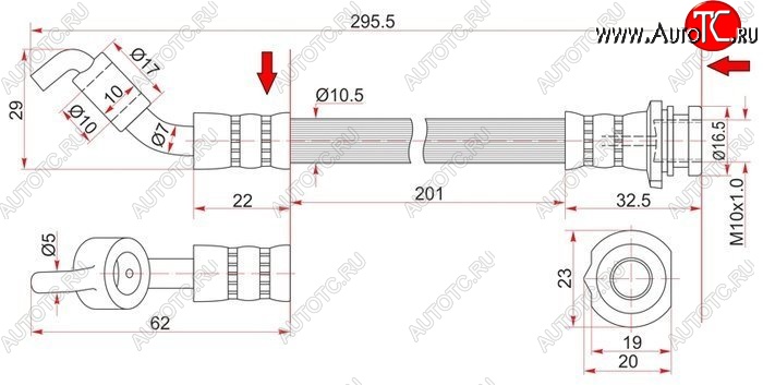 799 р. Тормозной шланг SAT (задний, правый)  Nissan Presage - Teana  1 J31  с доставкой в г. Таганрог