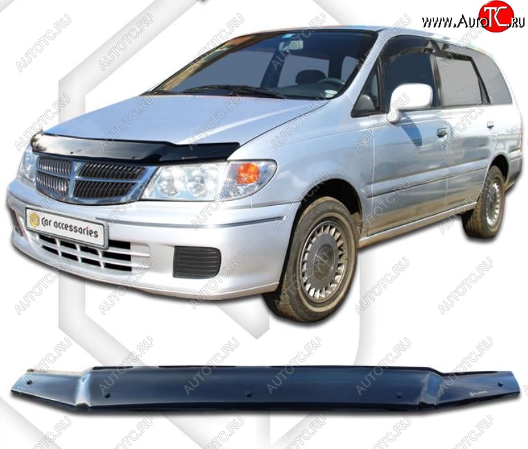 2 059 р. Дефлектор капота CA-Plastic  Nissan Presage  U30 (1998-2001) дорестайлинг (серия Classic черный, Без надписи)  с доставкой в г. Таганрог