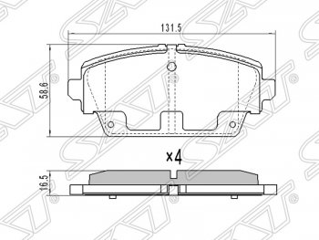 Колодки тормозные SAT (передние, 1.6/1.8) Nissan Primera 3 универсал P12 (2002-2008)