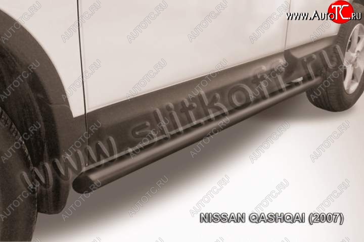 10 949 р. Защита порогов Slitkoff Nissan Qashqai 1 дорестайлинг (2007-2010) (Цвет: серебристый)  с доставкой в г. Таганрог