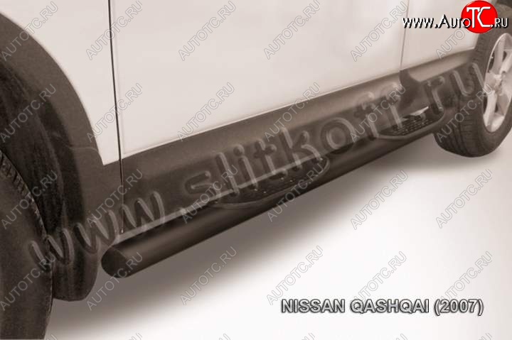 13 749 р. Защита порогов Slitkoff  Nissan Qashqai  1 (2007-2010) дорестайлинг (Цвет: серебристый)  с доставкой в г. Таганрог