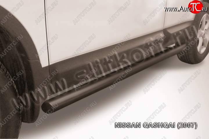 11 749 р. Защита порогов Slitkoff Nissan Qashqai 1 дорестайлинг (2007-2010) (Цвет: серебристый)  с доставкой в г. Таганрог