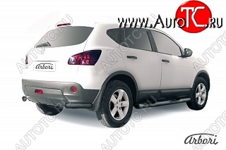 2 789 р. Защита заднего бампера Arbori (уголки, черная, 1 труба d57 mm). Nissan Qashqai 1 дорестайлинг (2007-2010)  с доставкой в г. Таганрог