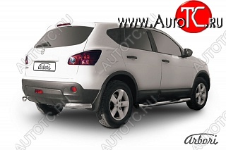 6 659 р. Защита заднего бампера Arbori (уголки, нержавейка, 1 труба d57 mm). Nissan Qashqai 1 дорестайлинг (2007-2010)  с доставкой в г. Таганрог