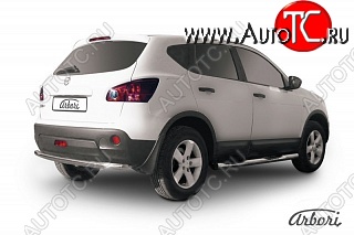 9 809 р. Защита заднего бампера Arbori (нержавейка, 1 труба d57 mm). Nissan Qashqai 1 дорестайлинг (2007-2010)  с доставкой в г. Таганрог