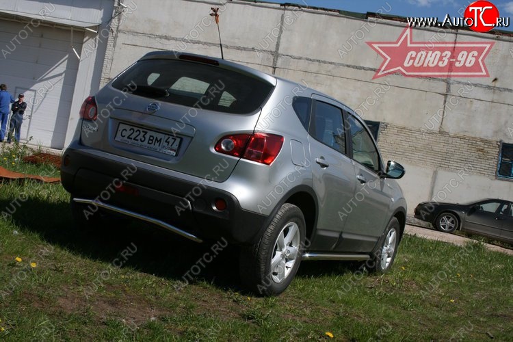 8 009 р. Защита заднего бампера Souz-96 (d42) Nissan Qashqai 1 дорестайлинг (2007-2010)  с доставкой в г. Таганрог