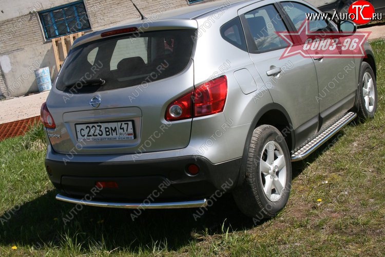 8 369 р. Защита заднего бампера Souz-96 (d60) Nissan Qashqai 1 дорестайлинг (2007-2010)  с доставкой в г. Таганрог