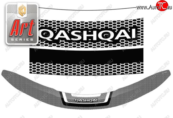 2 369 р. Дефлектор капота CA-Plastiс  Nissan Qashqai  2 (2013-2019) J11 дорестайлинг (Серия Art графит)  с доставкой в г. Таганрог