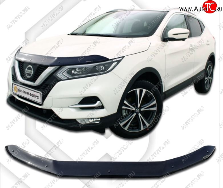 1 999 р. Дефлектор капота CA-Plastiс  Nissan Qashqai  2 (2017-2022) J11 рестайлинг (Classic черный, Без надписи)  с доставкой в г. Таганрог