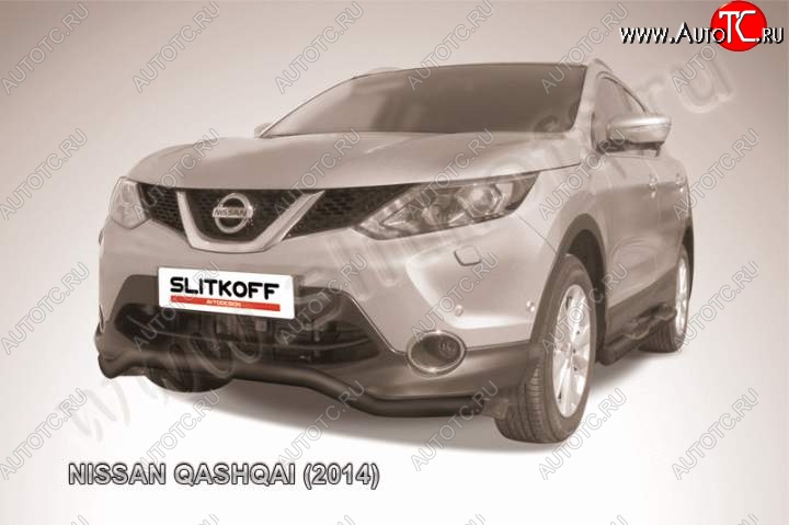 10 499 р. Защита переднего бампер Slitkoff Nissan Qashqai 2 J11 дорестайлинг (2013-2019) (Цвет: серебристый)  с доставкой в г. Таганрог