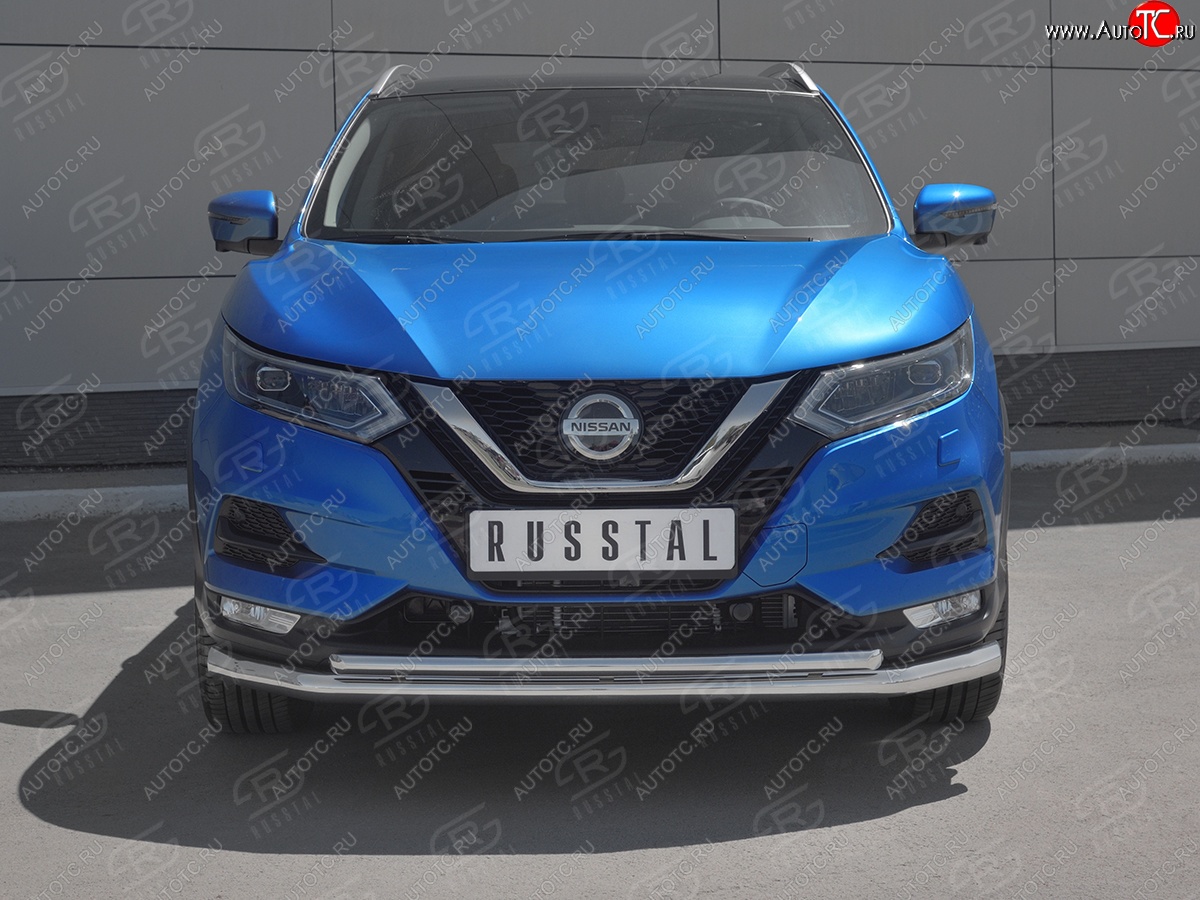 20 949 р. Защита переднего бампера (2 трубы Ø63 и 42 мм, нержавейка) SLITKOFF  Nissan Qashqai  2 (2017-2022) J11 рестайлинг  с доставкой в г. Таганрог