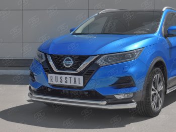 20 949 р. Защита переднего бампера (2 трубы Ø63 и 42 мм, нержавейка) SLITKOFF  Nissan Qashqai  2 (2017-2022) J11 рестайлинг  с доставкой в г. Таганрог. Увеличить фотографию 2